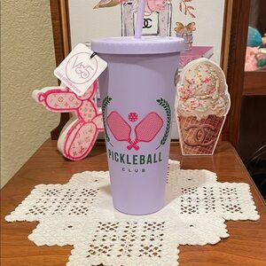 Lavender Pickleball Club Tumbler with Straw